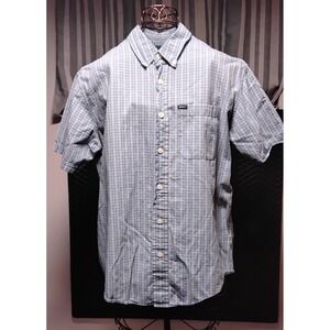Vintage AERO87 Mens Plaid Short Sleeve Button Up Shirt BL/ WH Grid Casual Small